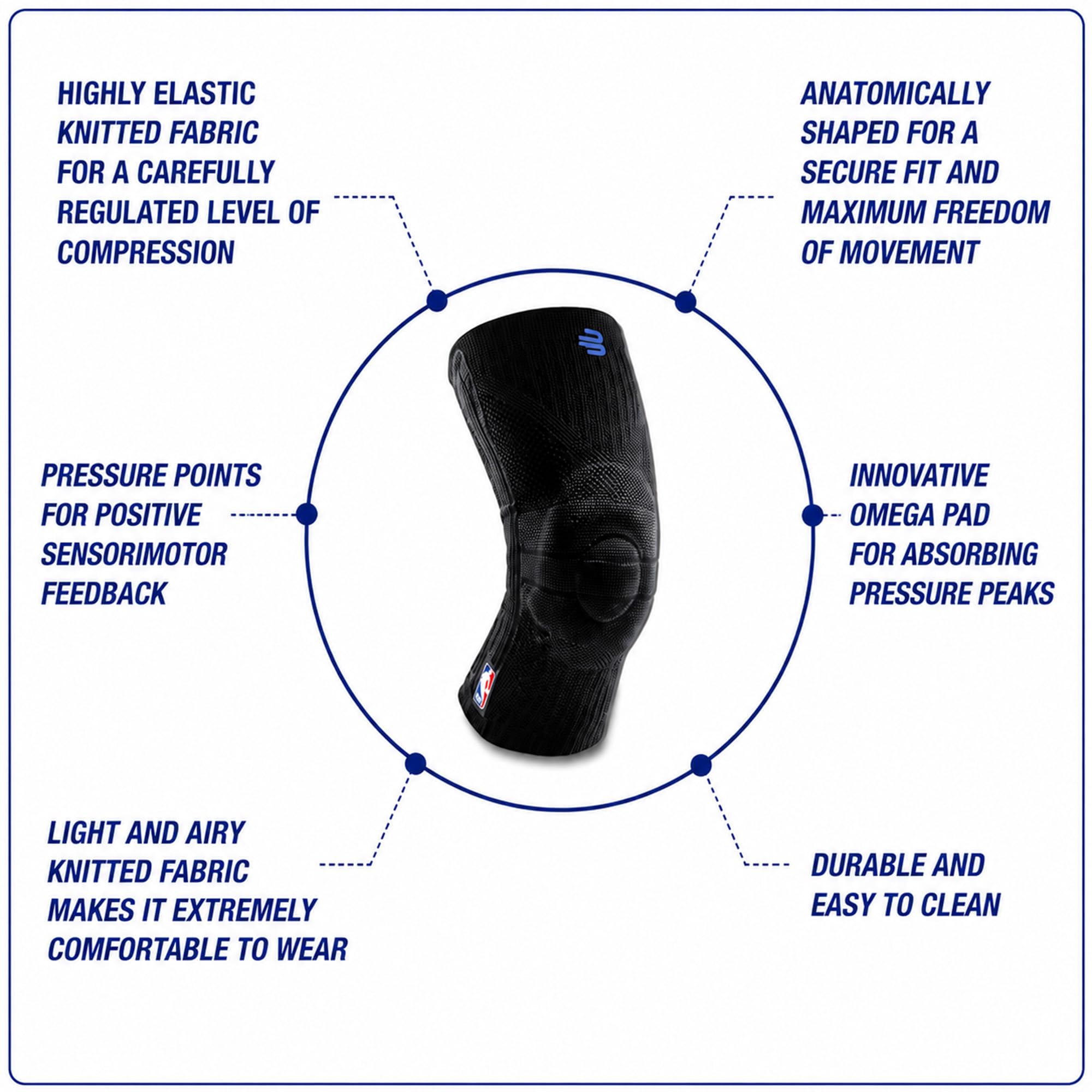 bauerfeind-sports-knee-support-nba-genouill-re-blanche-taille-xs image 5
