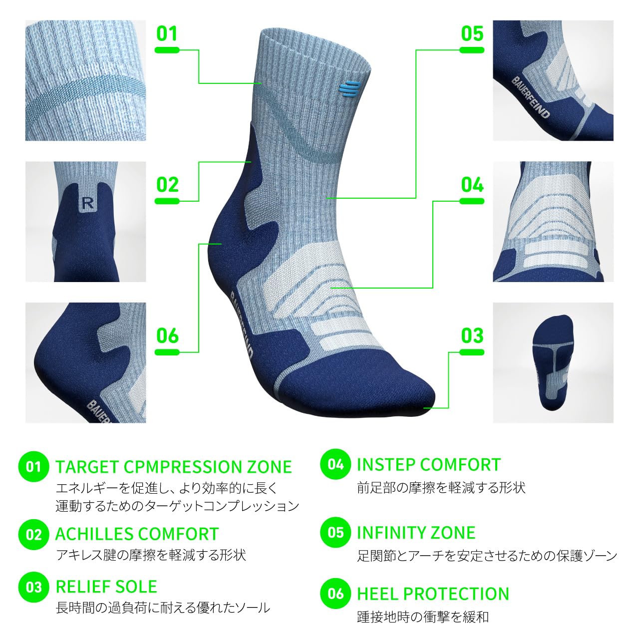 bauerfeind-outdoor-merino-mid-cut-socks-chaussettes-randonn-e-paire-laine-m-rino image 3