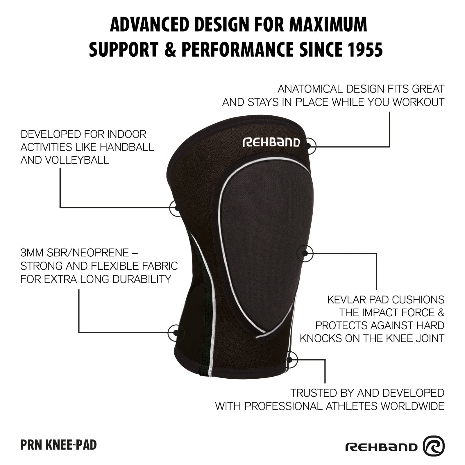 rehband-prn-knee-pad-3-mm-genouill-re-protection-volley-handball-noir-s image 2