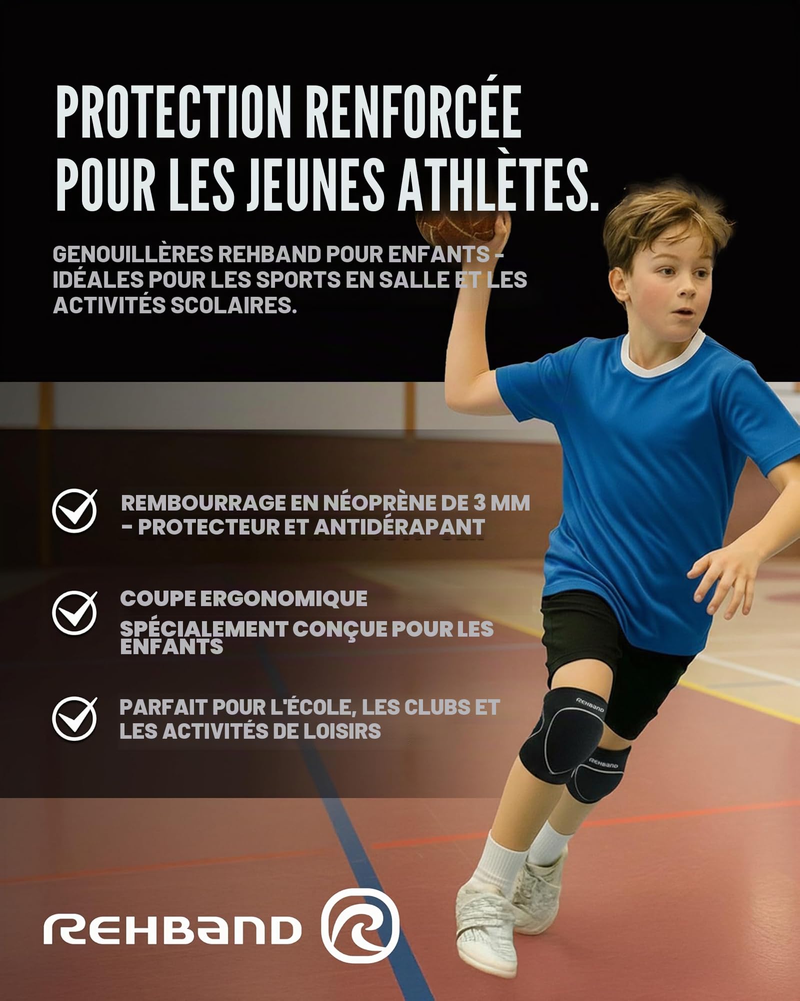 rehband-prn-knee-pad-speed-junior-genouill-res-enfants-noir-s-paire image 2