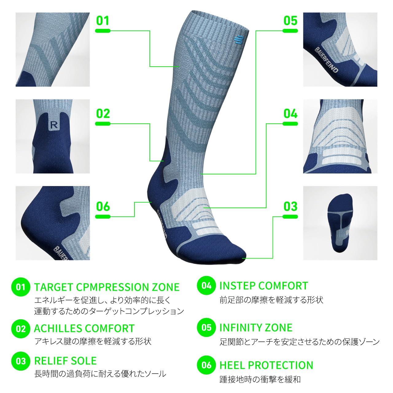 bauerfeind-outdoor-merino-compression-socks-chaussettes-de-randonn-e-compression image 3