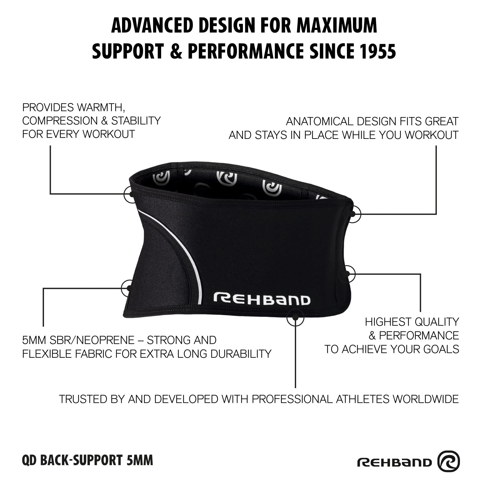 rehband-support-lombaire-5-mm-ceinture-stabilisation-dos-noir image 5