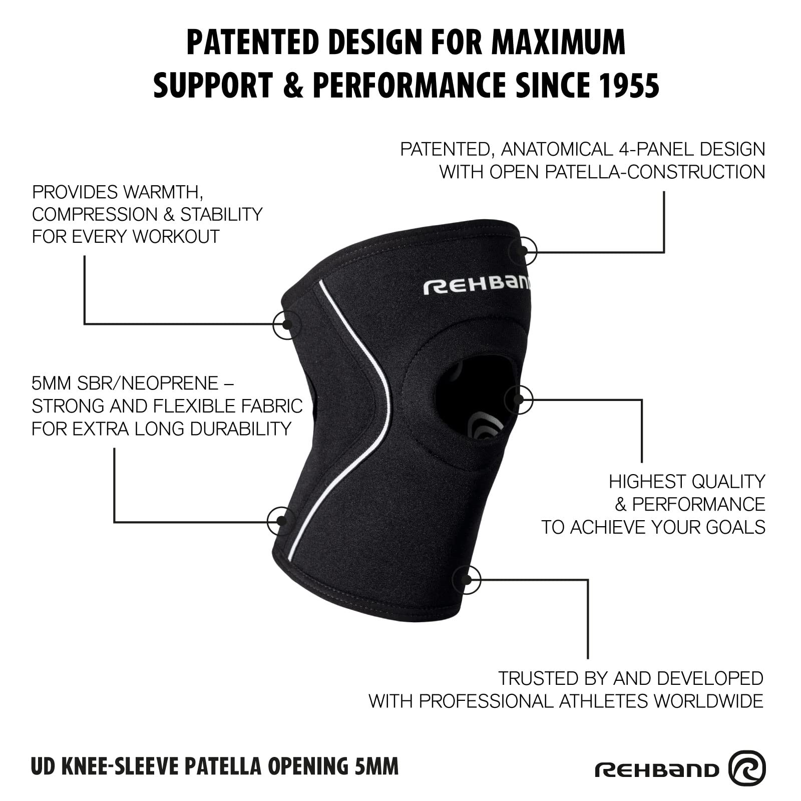 rehband-ud-knee-sleeve-patella-opening-genouill-re-rotulienne-n-opr-ne-5-mm-noir image 5