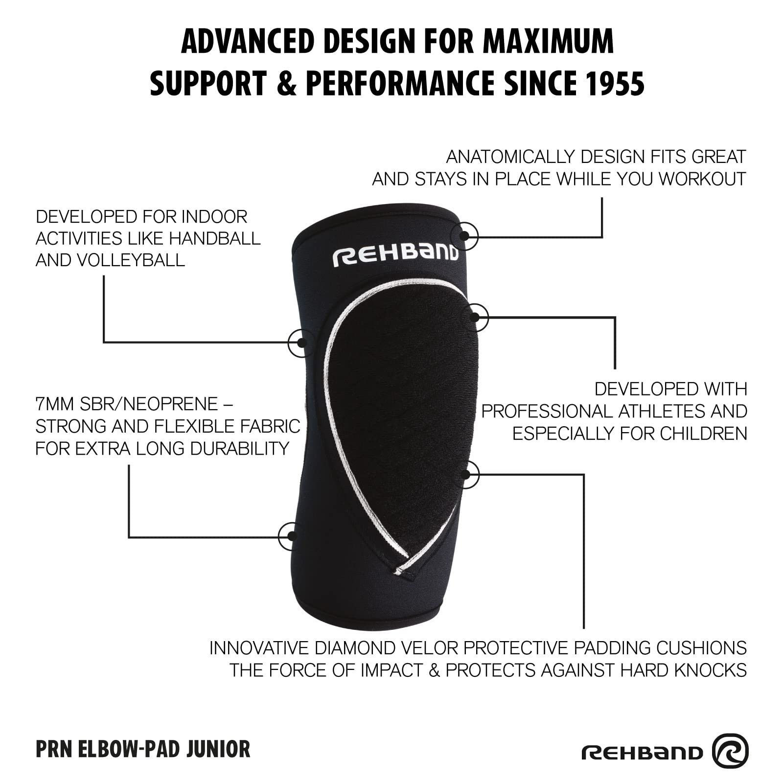 rehband-prn-elbow-pad-speed-junior-coudi-re-enfant-rembourr-e-noir image 6
