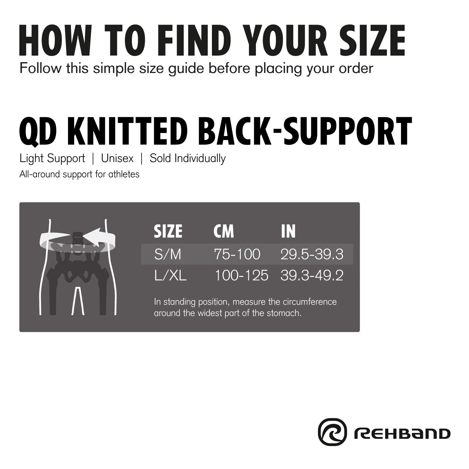 rehband-qd-knitted-ceinture-lombaire-gris-s-m-r-glable-unisexe image 7
